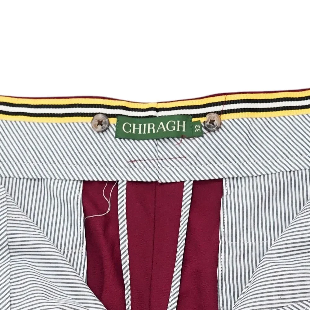 Mens 32 Gurkha Pants Burgundy Red Cotton High Waist Flat Front Straight Trousers